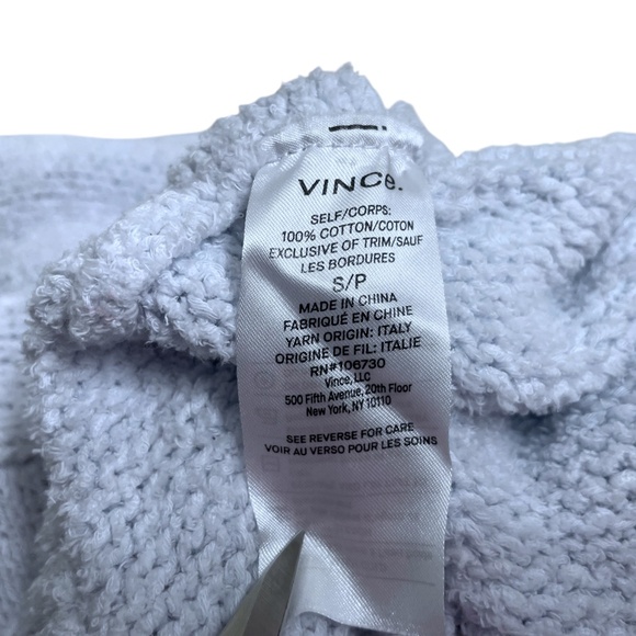 Vince Sz Small Textured V Neck Sweater Powder Blue 100% Cotton Nautical Coastal - Picture 6 of 8